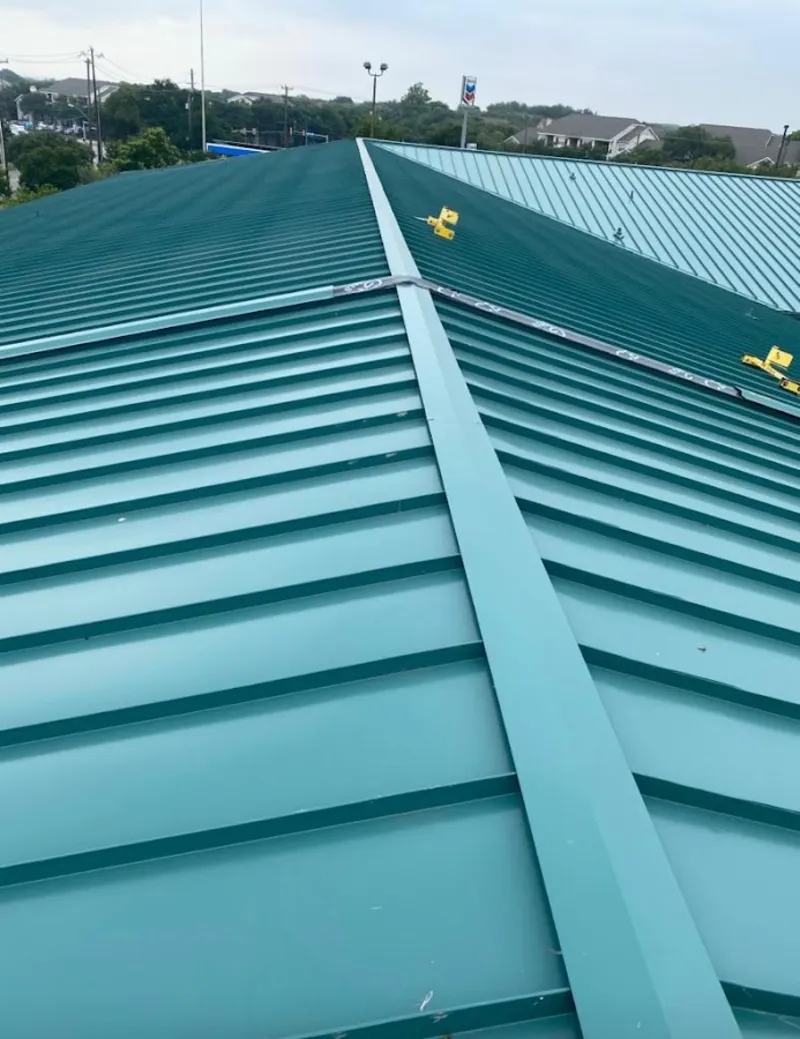 Green commercial metal roof ridge and valley for Metal Roof Repair in Bennettsville
